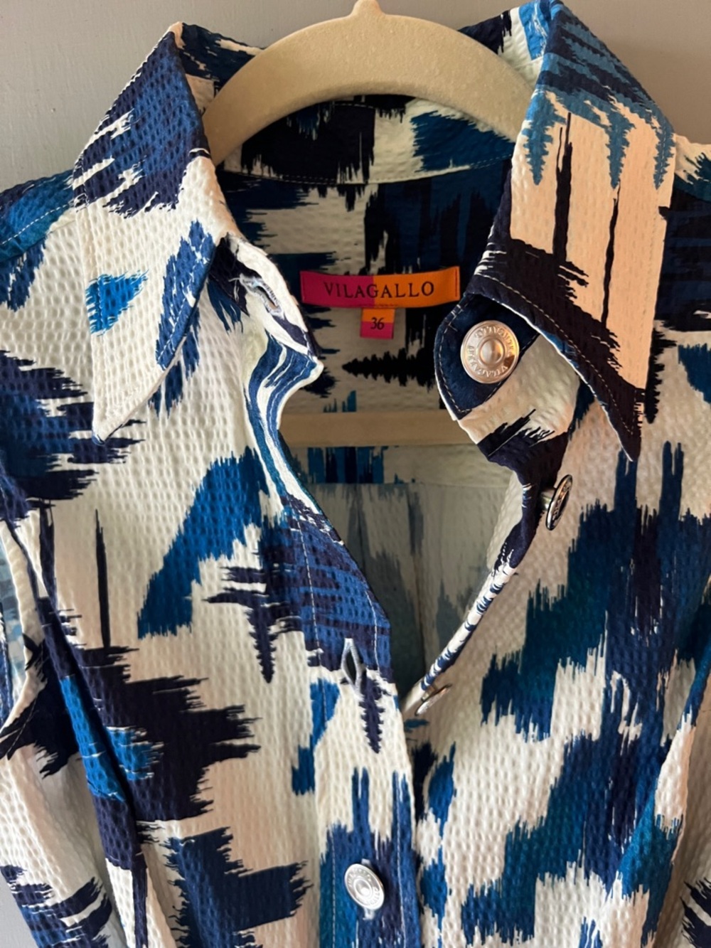 Vilagallo Blue and White Sleeveless Maxi Shirt Dress - Picture 2 of 6